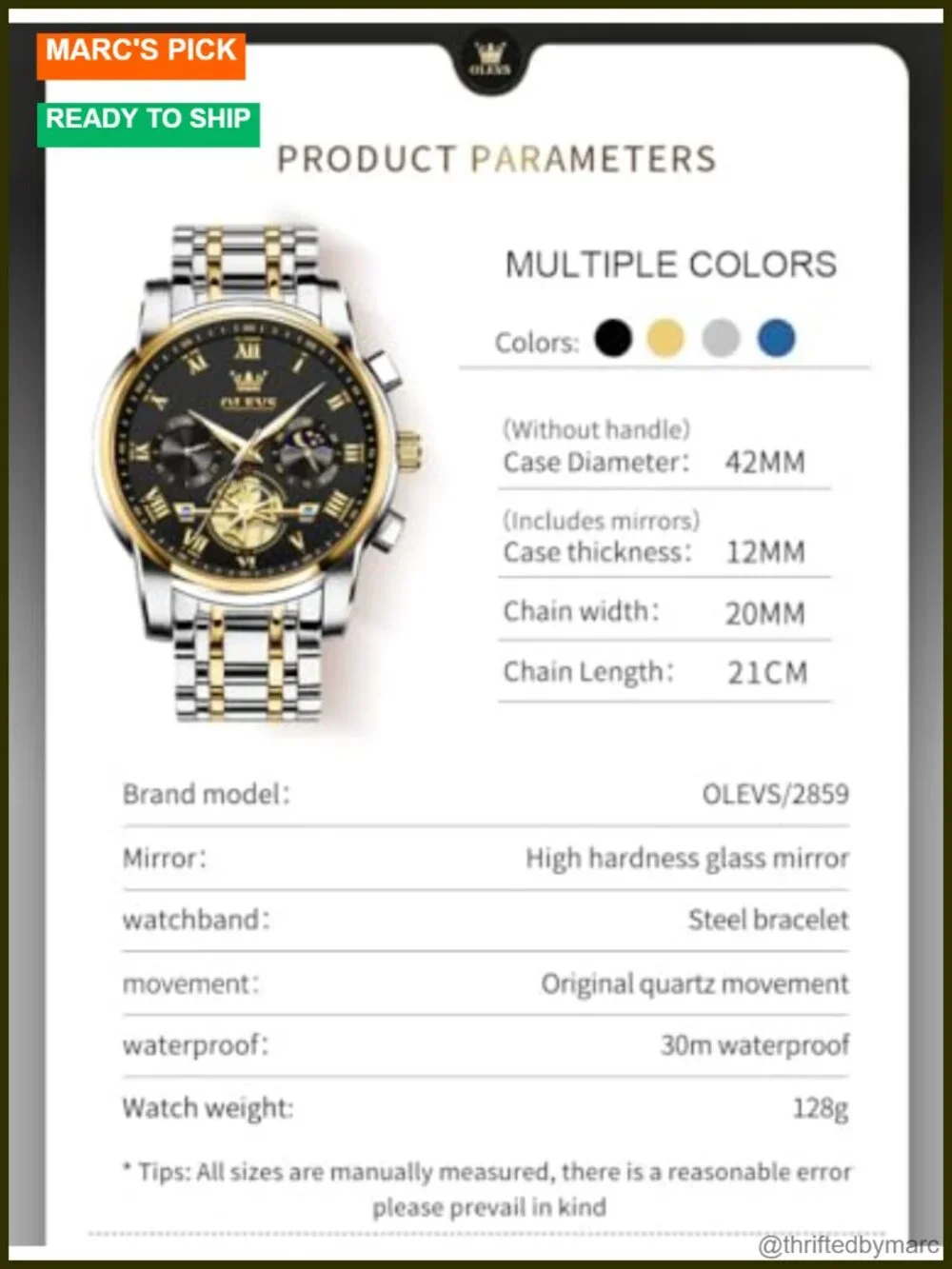 Luxury Big Face Chronograph Wristwatch for Men - Stainless Steel Quartz Dress